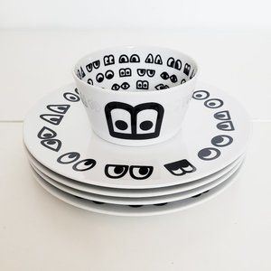 IKEA Set of 4 Rare Glodande Wondermooi Walter Van Beirendonck Plates and 1 Bowl